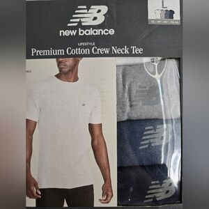 New Balance Cotton Tee in White, Gray, and Navy